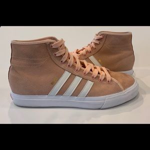 Adidas Matchcourt Hi RX pink & white suede shoes